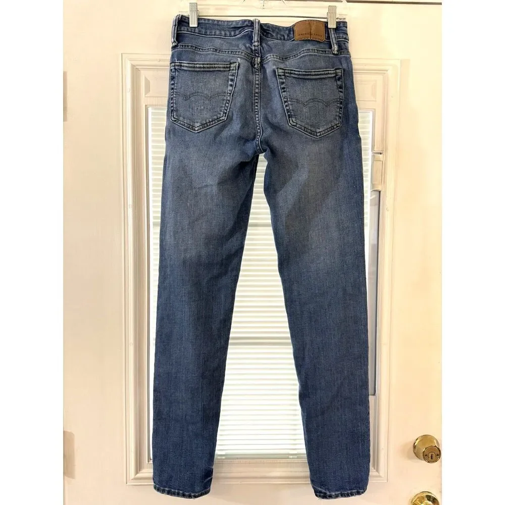 American Eagle Airflex Skinny Distressed Denim Blue Jeans‎ Size 29x32